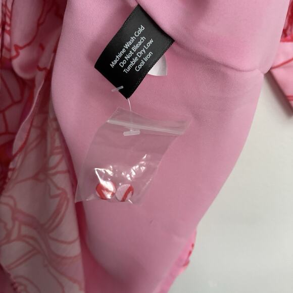 Boston Proper Dress Hot Pink Floral Print Ruffle Flounce Feminine Romantic XS 2 - Picture 10 of 11